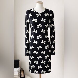 JB by Julie Brown Black White Scattered Bow Print Sheath Dress Size Small